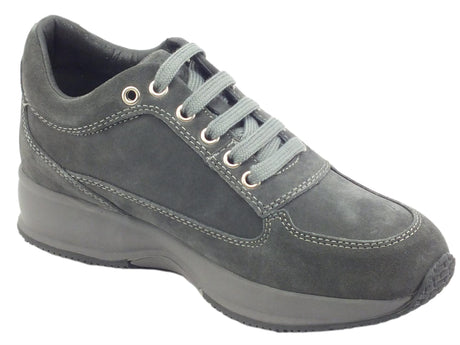 Lumberjack Lumberjack Raul SW01305 Dk Grey Sneakers per Donna in nabuk con zeppa bombata e strass Grey