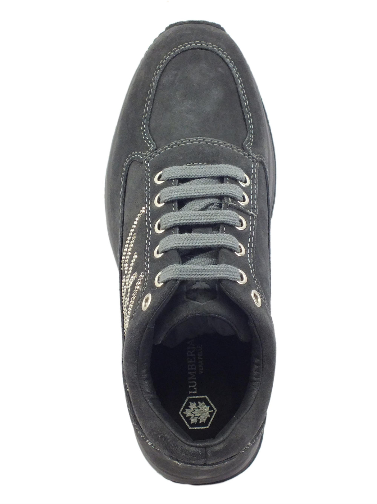 Lumberjack Lumberjack Raul SW01305 Dk Grey Sneakers per Donna in nabuk con zeppa bombata e strass Grey