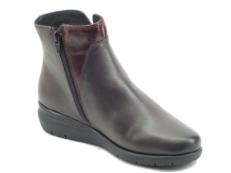 Melluso Melluso K55236 Bordò Tronchetti con zeppa bassa per Donna in pelle con lampo Bordò