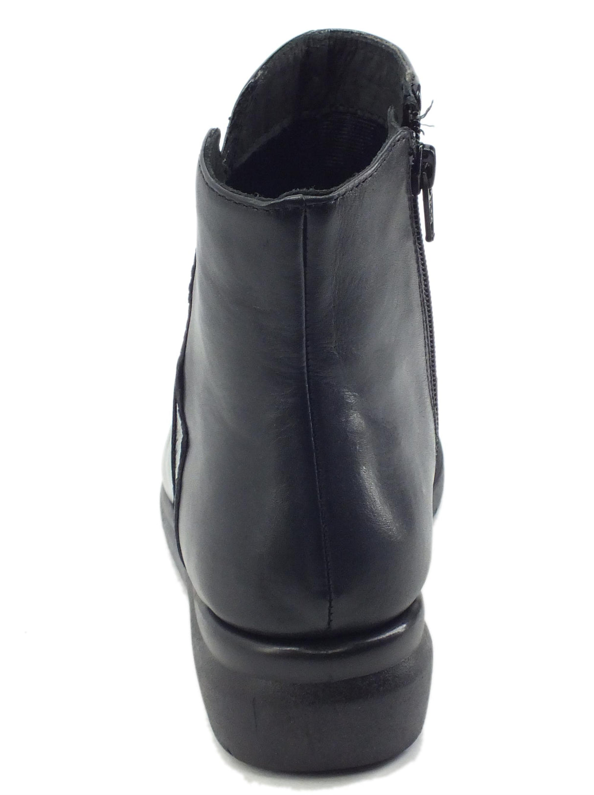 Melluso Melluso K55236 Nero Tronchetti con zeppa bassa per Donna in pelle con lampo nero