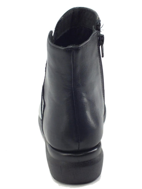 Melluso Melluso K55236 Nero Tronchetti con zeppa bassa per Donna in pelle con lampo nero