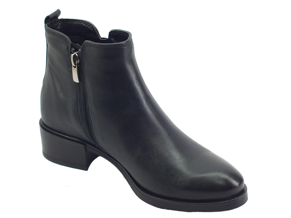 Melluso Melluso K91851B Nero Tronchetti con tacco per Donna in pelle con lampo nero