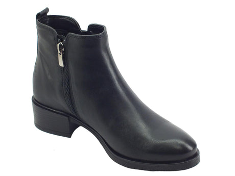Melluso Melluso K91851B Nero Tronchetti con tacco per Donna in pelle con lampo nero