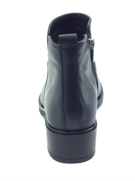 Melluso Melluso K91851B Nero Tronchetti con tacco per Donna in pelle con lampo nero