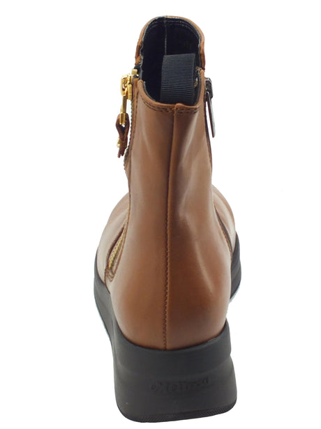 Melluso Melluso R25611B Silvy Cuoio tronchetti con zeppa per Donna in pelle con lampo Cuoio