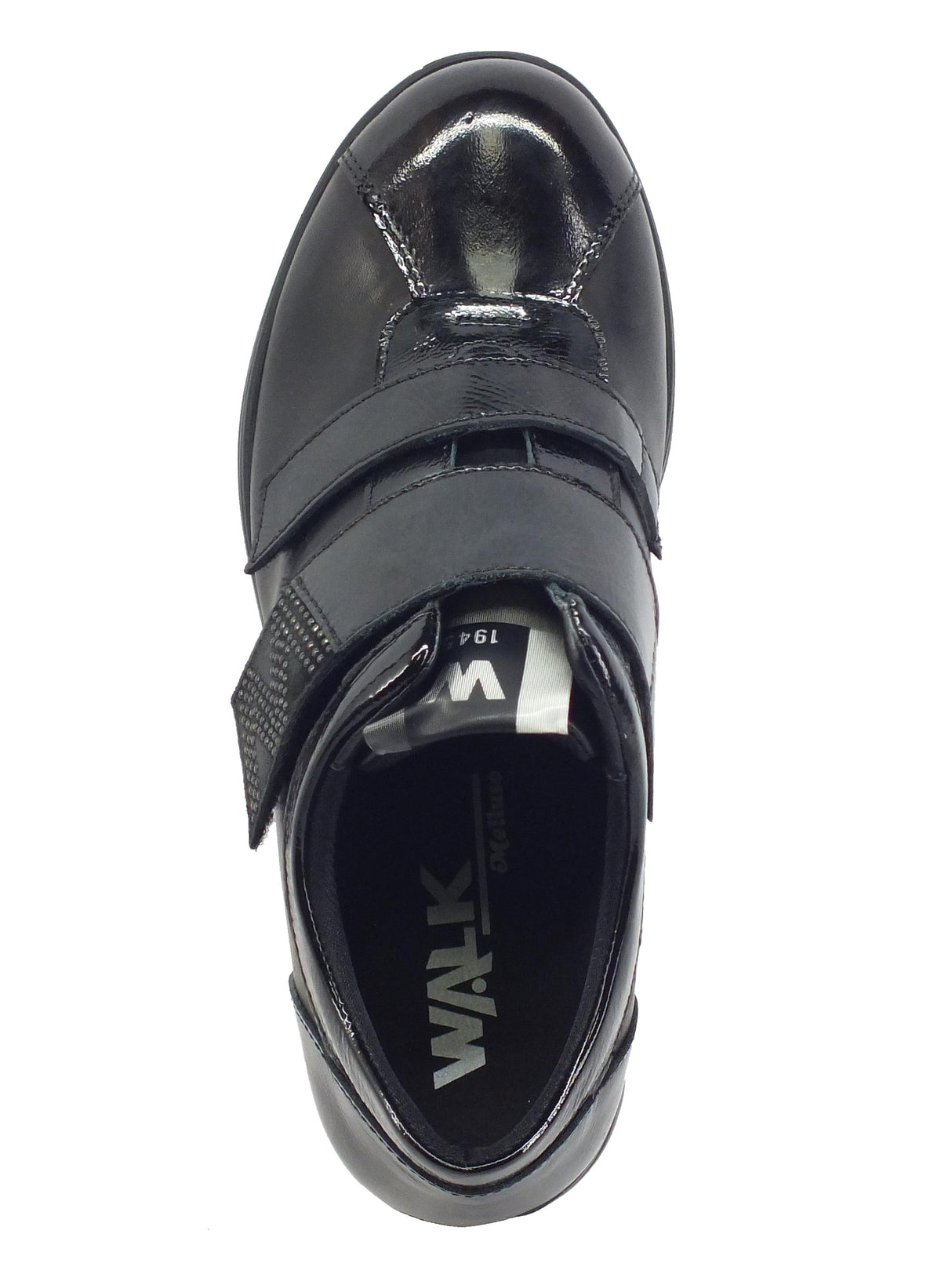 Melluso Melluso R25643 Silvy Nero Sneakers confort per Donna in pelle e vernice doppio strappo nero