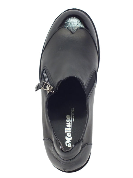 Melluso Melluso R35735B Martine Nero Mocassini per Donna in pelle e vernice tacco medio nero