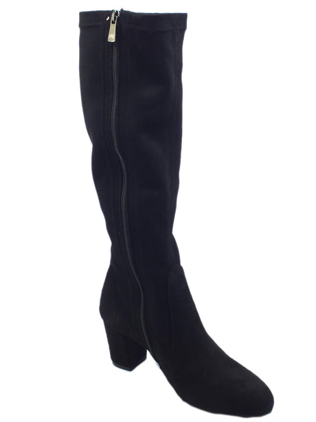 Melluso Melluso Z410B Nero Stivali con tacco per Donna in tessuto elasticizzata nero