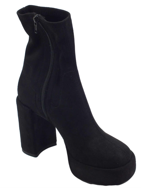 Nacrèe Nacrèe 7227001 Cam Nero Tronchetti accollati in tessuto elasticizzato con tacco alto nero