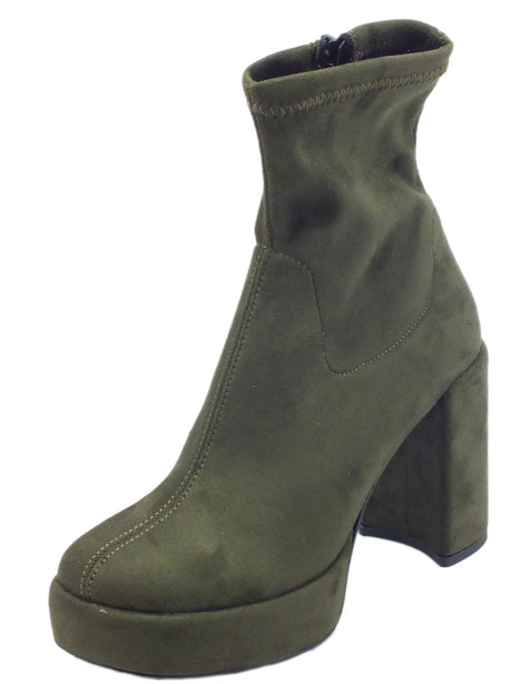 Nacrèe Nacrèe 7227001 Cam Verde Tronchetti accollati in tessuto elasticizzato con tacco alto Verde