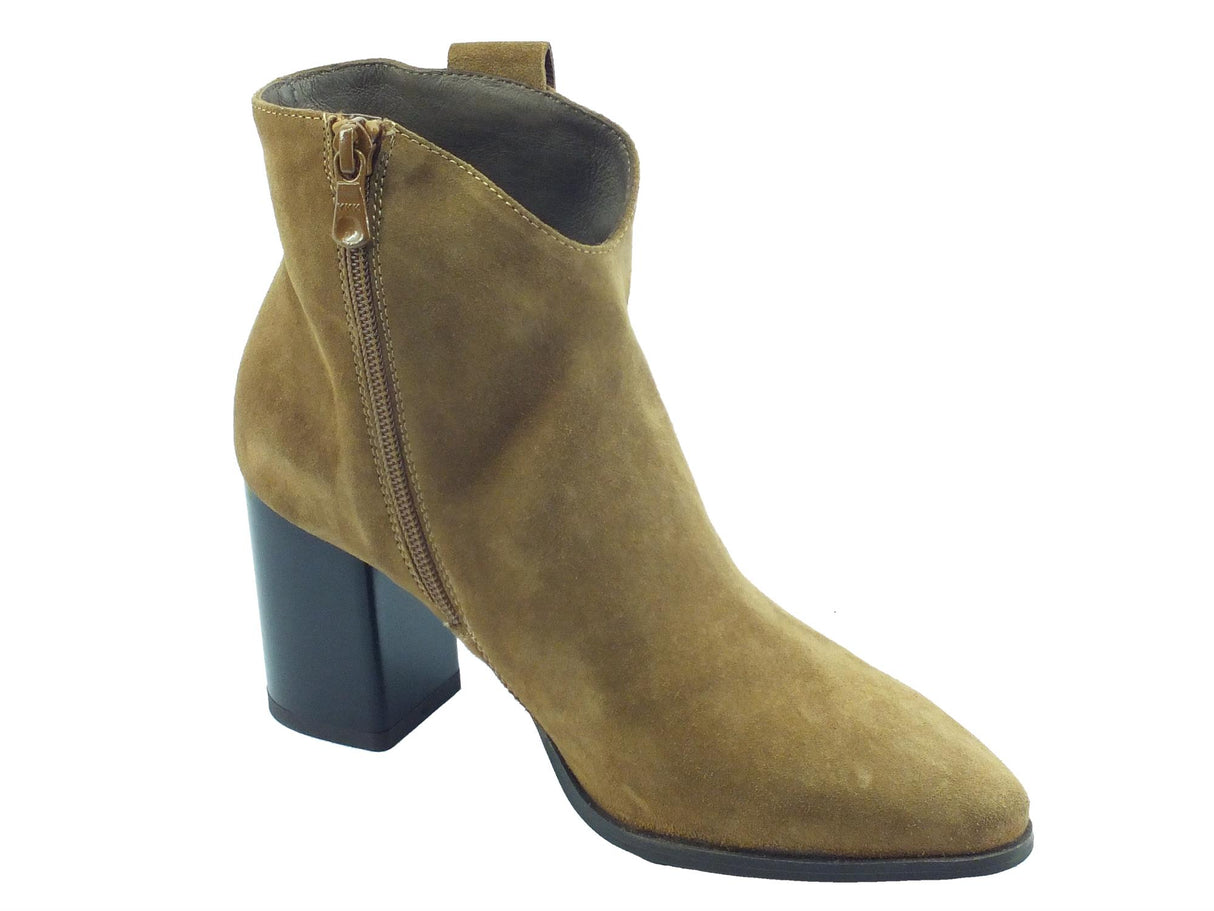 Nero Giardini NeroGiardini I117271DE Velour Malto Tronchetti a punta per Donna in nabuk con lampo tacco medio Velour Malto