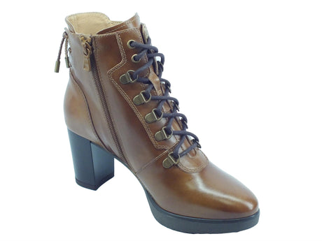 Nero Giardini NeroGiardini I205021D Manolete Cuoio Tronchetti tecnici per Donna in pelle con lampo e lacci Cuoio