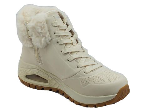 Skechers Skechers 167274 Uno Rugged Fall Air Natural Tronchetti per Donna in ecopelle bianca con pile Bianco Panna