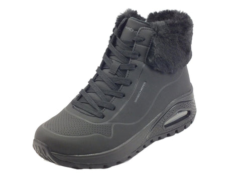Skechers Skechers 167274 Uno Rugged Fall Air Black Tronchetti per Donna in ecopelle nera con pile nero