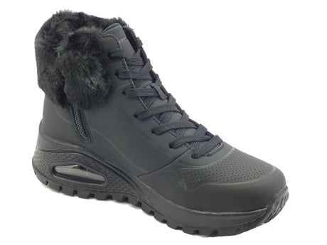 Skechers Skechers 167274 Uno Rugged Fall Air Black Tronchetti per Donna in ecopelle nera con pile nero