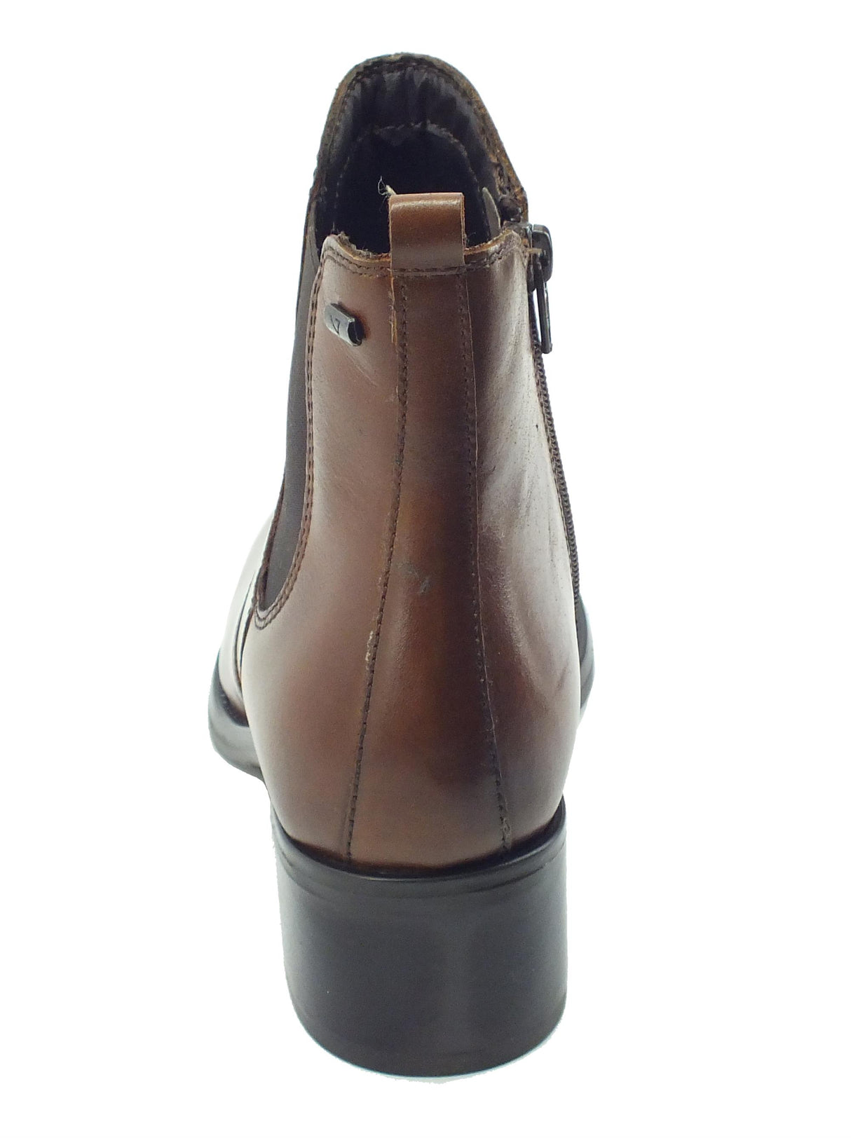 Valleverde Valleverde 47615 Vitello Marrone Tronchetti eleganti per Donna in pelle con lampo ed elastico Marrone