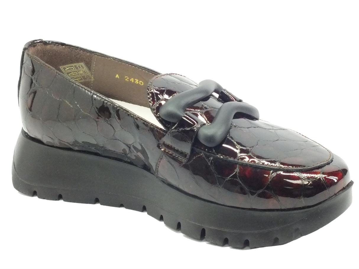 Wonders Wonders A-2430 Barbun Cuero Mocassini per Donna in pelle lavorazione cocco con zeppa Barbun Cuero