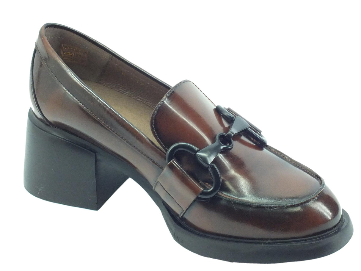 Wonders Wonders G-6121 Regata Cuero Mocassini per Donna in pelle lavorazione lucida con zeppa Cuero