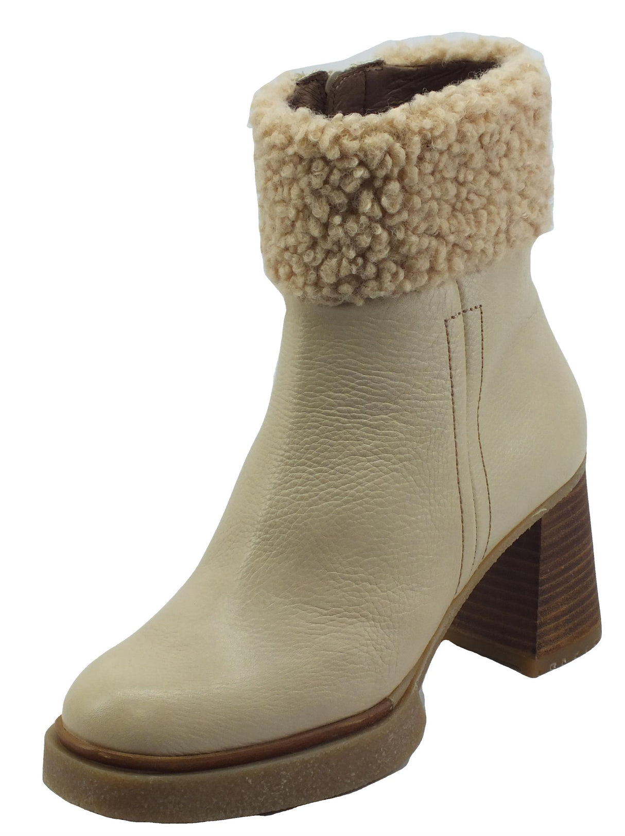 Wonders Wonders H-5205 Indios Cream Tronchetti eleganti per Donna in pelle con pellicciotto Indios Cream