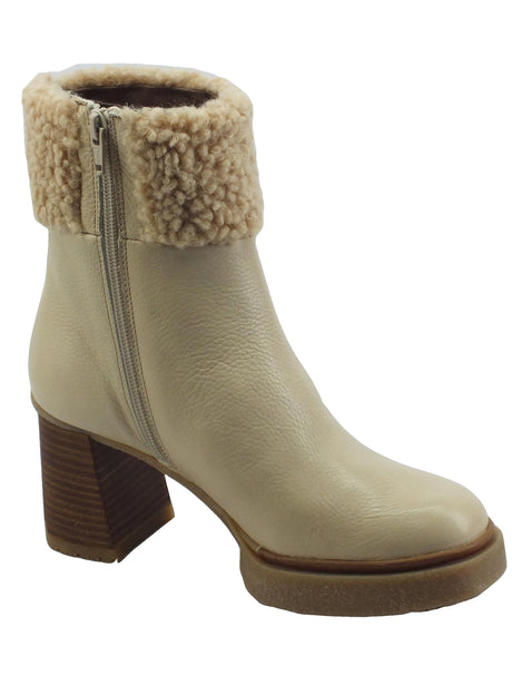 Wonders Wonders H-5205 Indios Cream Tronchetti eleganti per Donna in pelle con pellicciotto Indios Cream