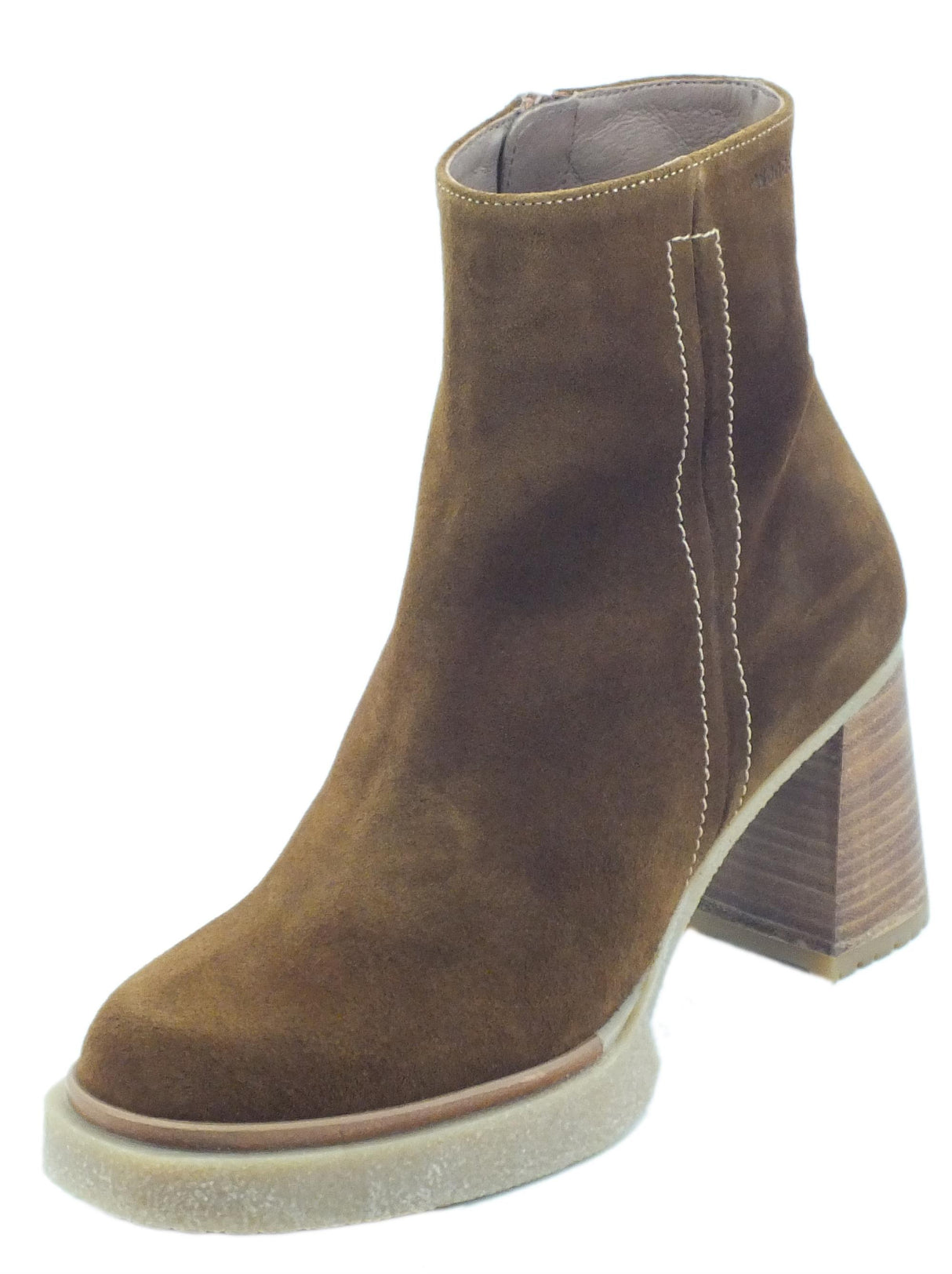 Wonders Wonders H-5203 Luxe Capuccino Tronchetti accollati per Donna in nabuk marrone tacco alto Luxe Capuccino