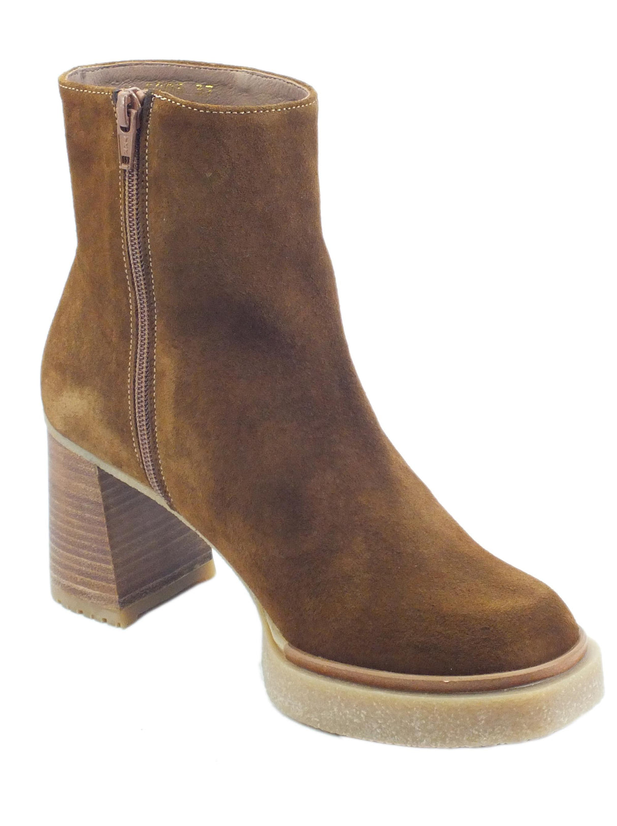 Wonders Wonders H-5203 Luxe Capuccino Tronchetti accollati per Donna in nabuk marrone tacco alto Luxe Capuccino