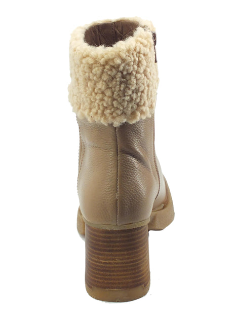 Wonders Wonders H-5205 Indios Taupe Tronchetti eleganti per Donna in pelle con pellicciotto Taupe