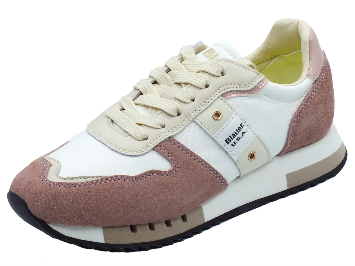 Blauer USA Blauer USA MelRose White Rose Scarpe sportive per Donna in nabuk rosa e tessuto tecnico bianco White Rose