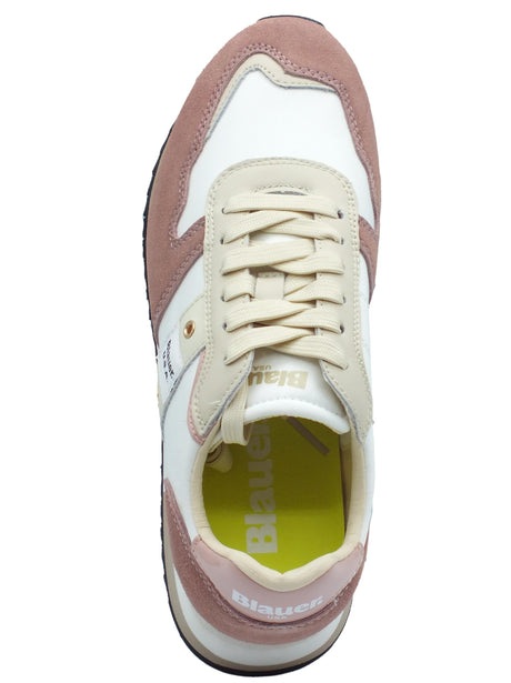 Blauer USA Blauer USA MelRose White Rose Scarpe sportive per Donna in nabuk rosa e tessuto tecnico bianco White Rose