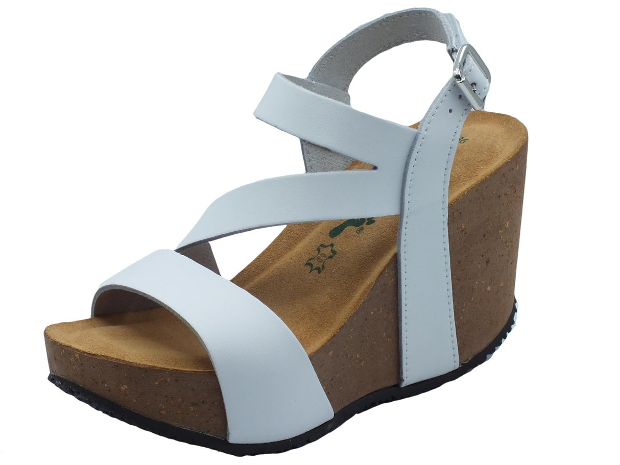 BioNatura BioNatura Sandali zeppa alta Donna 29A2008 Imb ByCast Bianco pelle bianco Bianco
