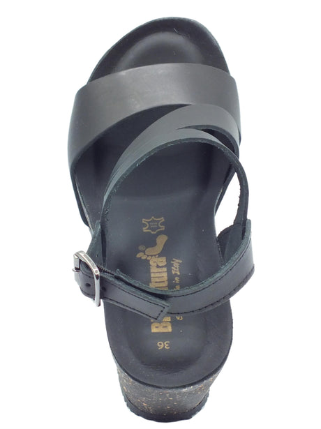 BioNatura BioNatura 29A2008 Imb Gaucho Nero Sandalo per Donna con zeppa alta total black Nero