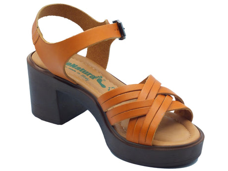 BioNatura BioNatura 99A2398 Imb Gaucho Albicocca Sandali per Donna in pelle con tacco alto e plateau Albicocca