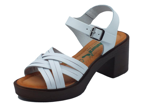 BioNatura BioNatura 99A2398 Imb Bycast Bianco Sandali per Donna in pelle con tacco alto e plateau Bianco
