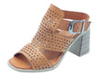 Carmela Carmela 160649 BN. Piel Camel Sandali accollati Donna in pelle laserata tacco alto tallone in memory Camel