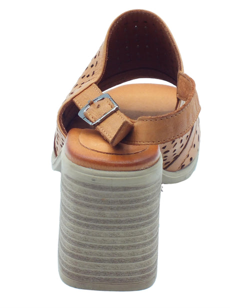 Carmela Carmela 160651 S. Piel Camel Sandali per Donna in pelle laserata tacco alto Camel