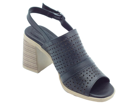 Carmela Carmela 160651 S. Piel Negro Sandali per Donna in pelle laserata tacco alto nero