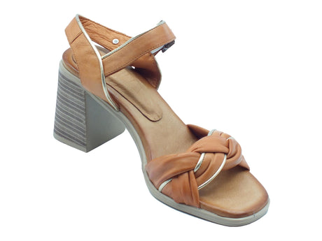Carmela Carmela 160791 S. Piel Camel Sandali per Donna in pelle marrone tacco alto tallone in memory Camel