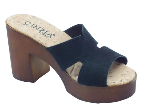 Cinzia Soft Cinzia Soft IAF2833420 Nero Sandali Scalsati per Donna in nabuk con taccone e plateau effetto legno Nero