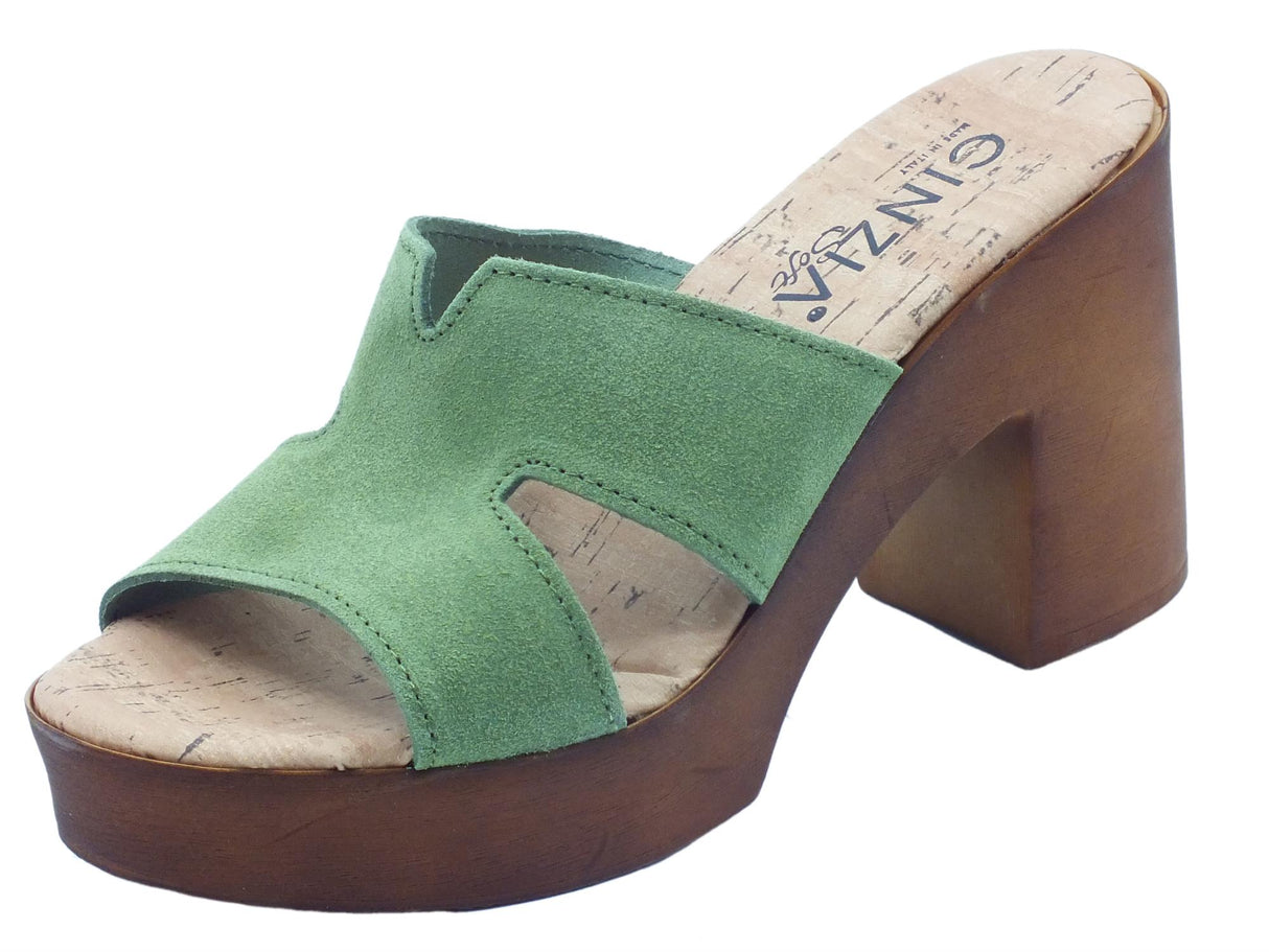 Cinzia Soft Cinzia Soft IAF2833420 Verde Sandali Scalsati Donna in nabuk con taccone e plateau effetto legno Verde