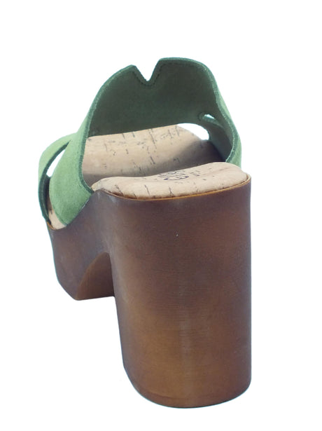 Cinzia Soft Cinzia Soft IAF2833420 Verde Sandali Scalsati Donna in nabuk con taccone e plateau effetto legno Verde