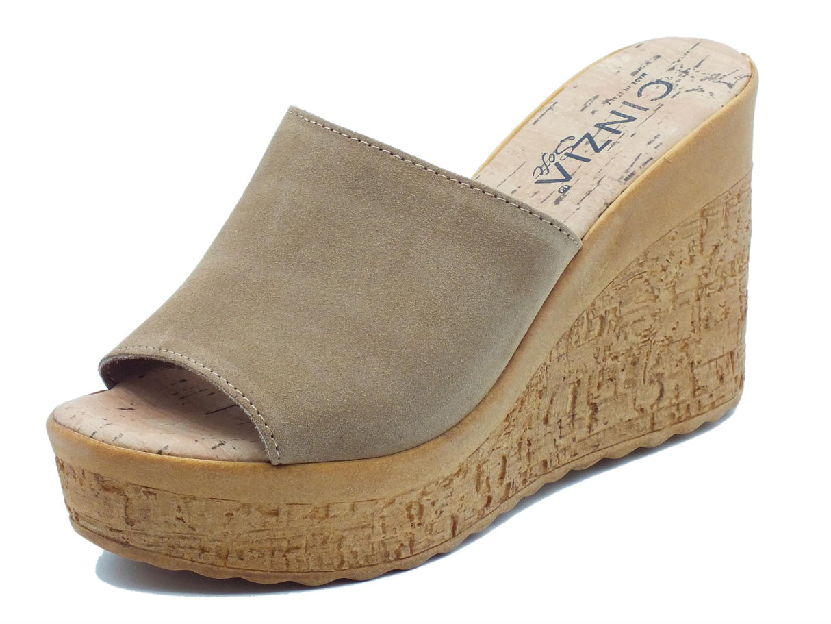 Cinzia Soft Cinzia Soft IAF313320 Cuoio Sandali Scalsati per Donna in nabuk con zeppona effetto legno Cuoio