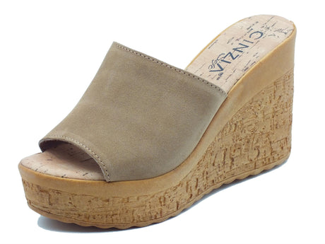 Cinzia Soft Cinzia Soft IAF313320 Cuoio Sandali Scalsati per Donna in nabuk con zeppona effetto legno Cuoio