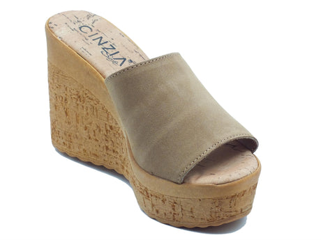 Cinzia Soft Cinzia Soft IAF313320 Cuoio Sandali Scalsati per Donna in nabuk con zeppona effetto legno Cuoio