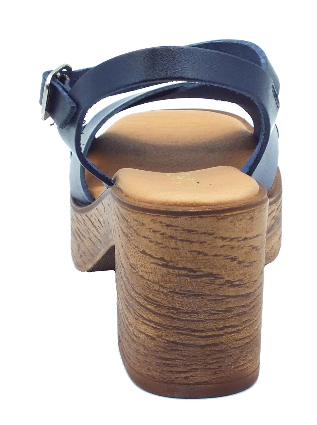 Cinzia Soft Cinzia Soft EL680202 Blu Sandali per Donna in pelle con tacco alto e plateau effetto legno Blu