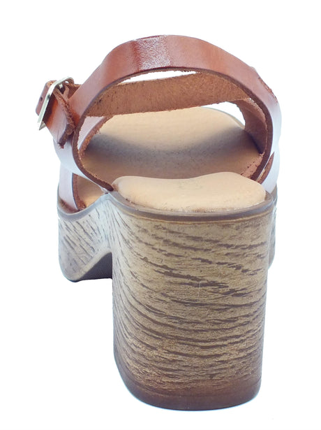 Cinzia Soft Cinzia Soft EL680202 Cuero Sandali per Donna in pelle con tacco alto e plateau effetto legno cuoio