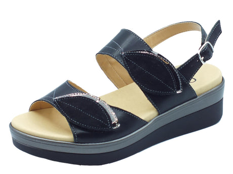 Cinzia Soft Cinzia Soft IO10533 Nero Sandali Confort Donna in pelle zeppa media doppio stretch e fibbia Nero