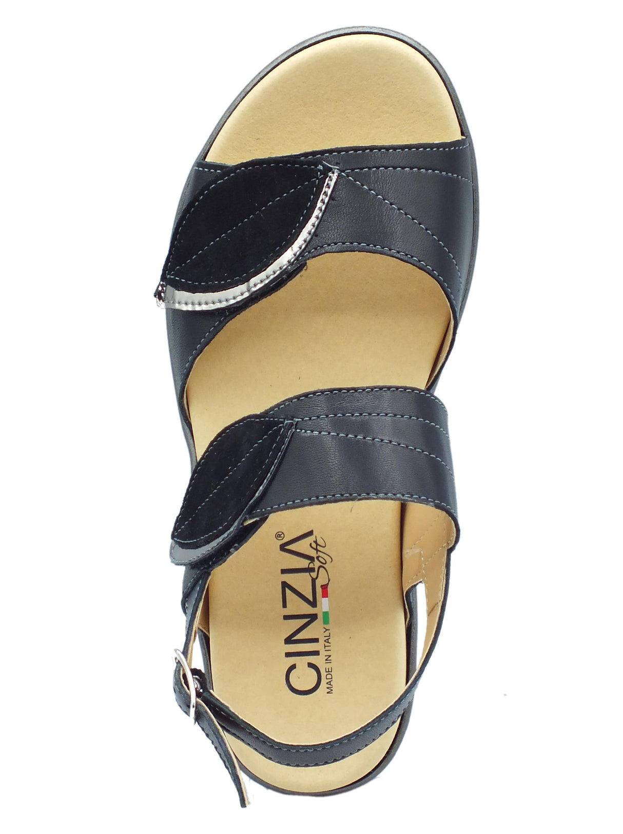 Cinzia Soft Cinzia Soft IO10533 Nero Sandali Confort Donna in pelle zeppa media doppio stretch e fibbia Nero