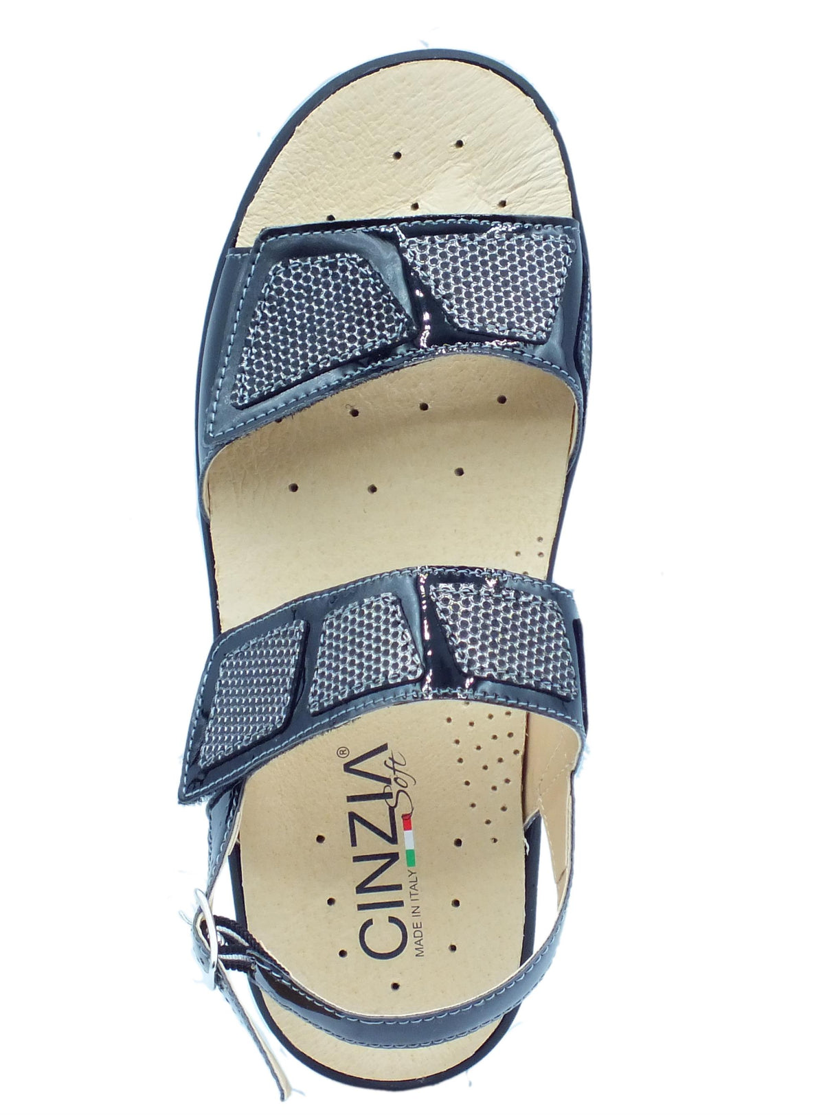 Cinzia Soft Cinzia Soft IO12694 Nero Sandali Confort Donna in pelle zeppa media doppio stretch e fibbia Nero