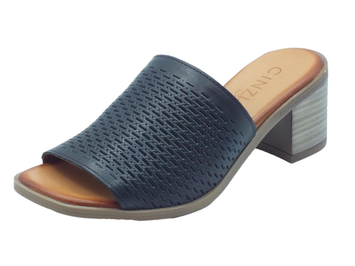 Cinzia Soft Cinzia Soft TA621 Black Sandali scalsati con tacco per Donna in pelle nera Black