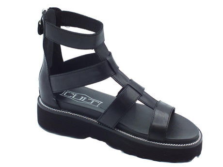 CULT CULT Sandali zeppa bassa Donna CLW329000 Ziggy Black pelle nero Ziggy black